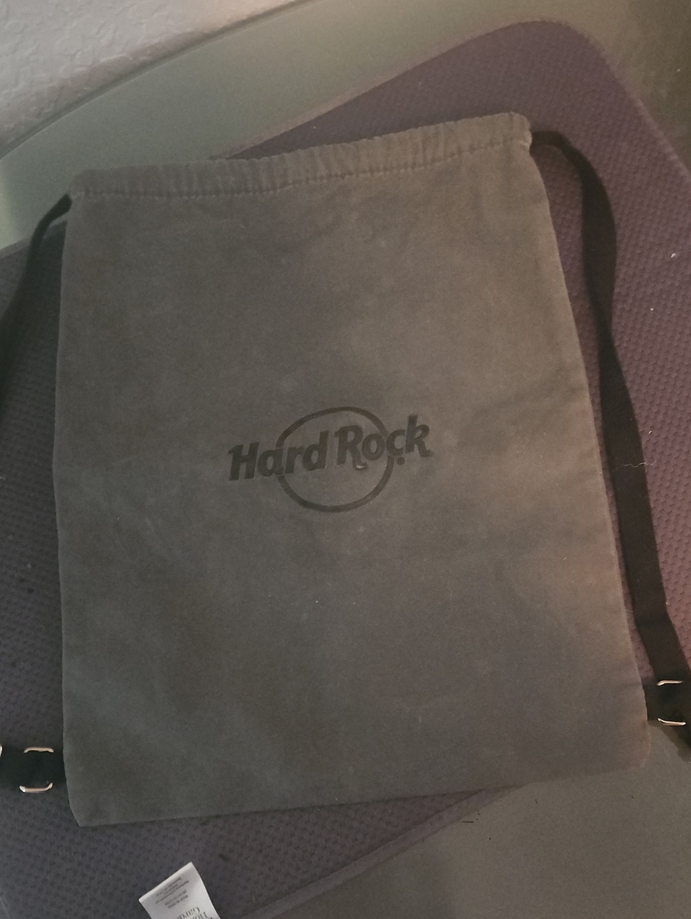 Hard Rock Cafe Gray Suede Drawstring Backpack
